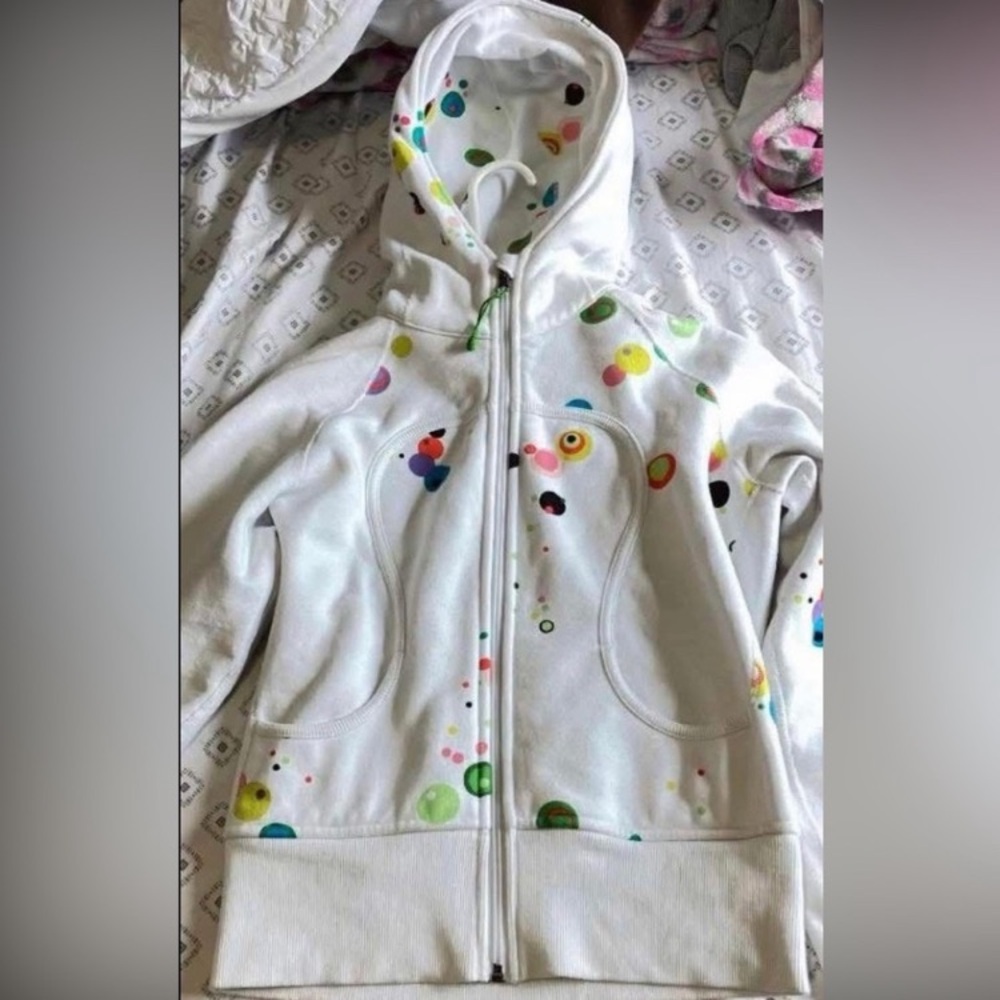 Lululemon White Hoodie Sweatshirt with Colorful Accents